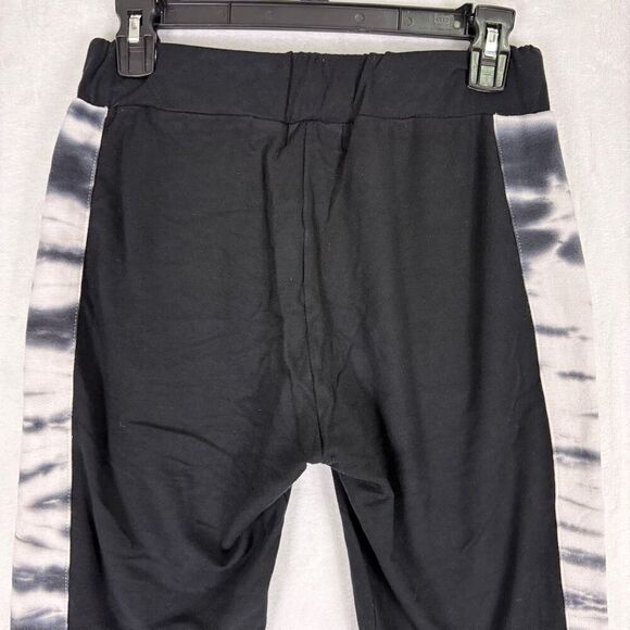 Monrow Black with Black & White Tie Dye Sides Jogger Sweatpants Size XS - Picture 9 of 12
